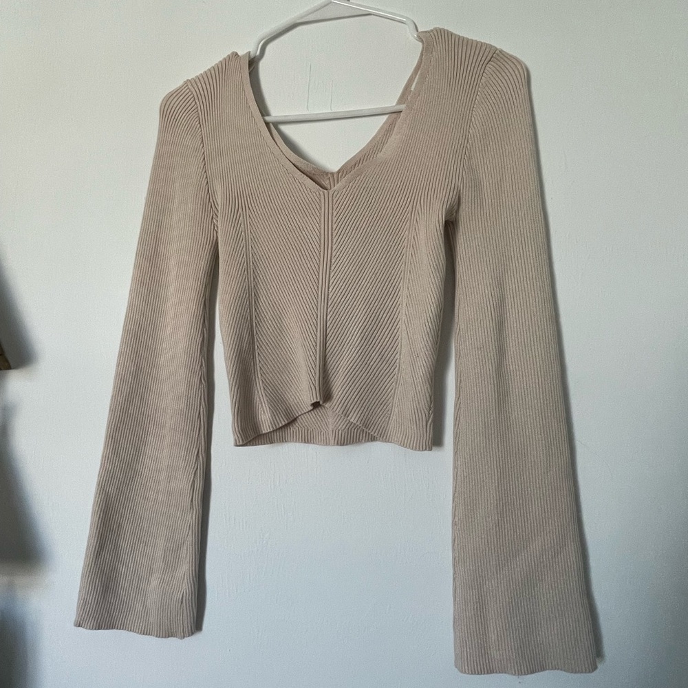 Pink Rose Taupe V-Neck Crop Top